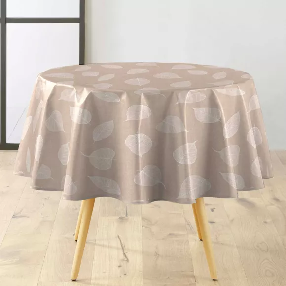 Nappe Ronde (¯ 160 cm) Feuillys Blanc, PVC Textilia