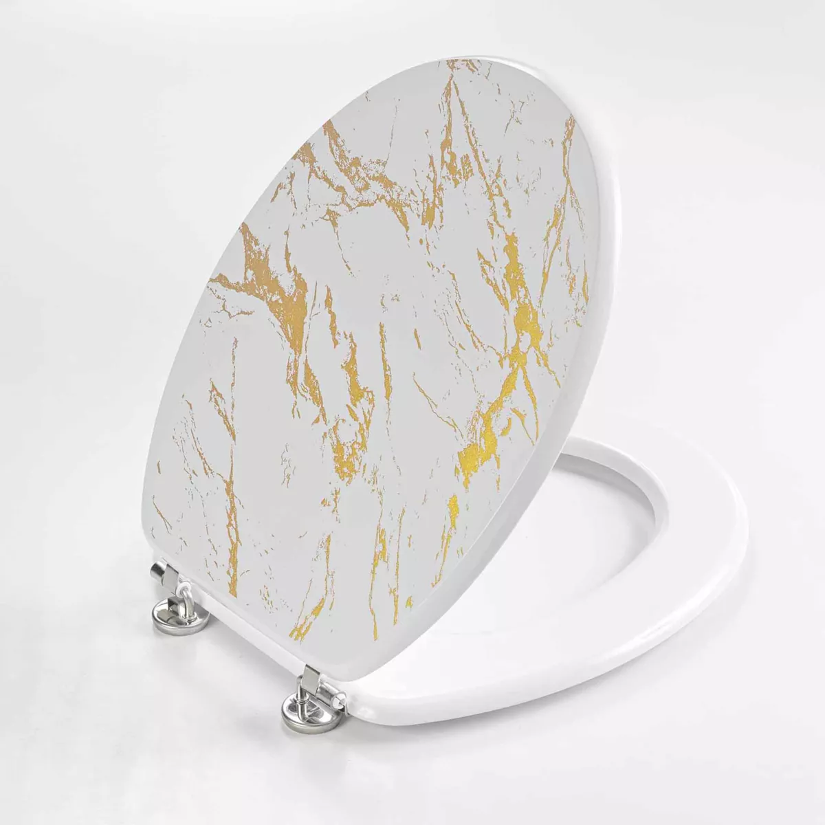 Tapa de inodoro 18 pulgadas MDF efecto mármol Aquamarbre Blanco