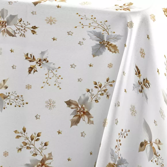 NAPPE RECTANGLE 150 x 240 CM POLYESTER IMPRIME GUIDO BLANC