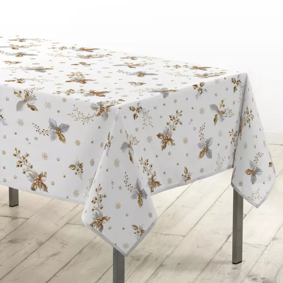 NAPPE RECTANGLE 150 x 240 CM POLYESTER IMPRIME GUIDO BLANC