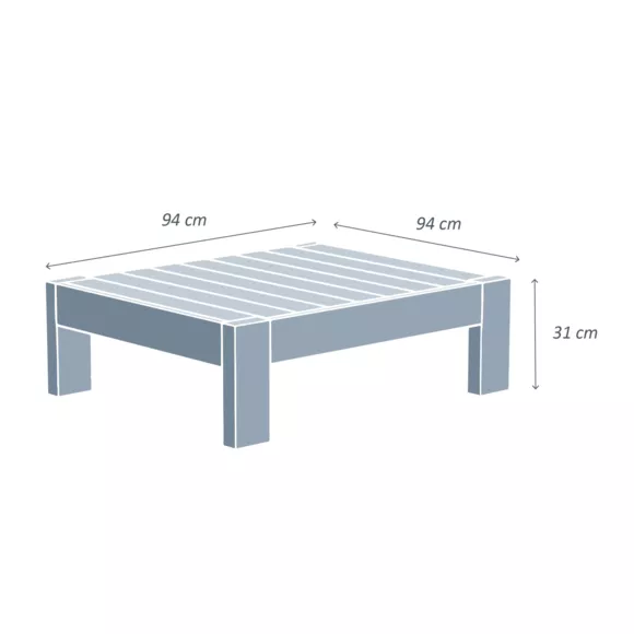 Table basse de jardin carrée en bois (94 x 94 cm) Bornéo Naturel