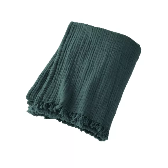 Plaid gaze de coton (130 x 160 cm) Gaïa Vert sapin