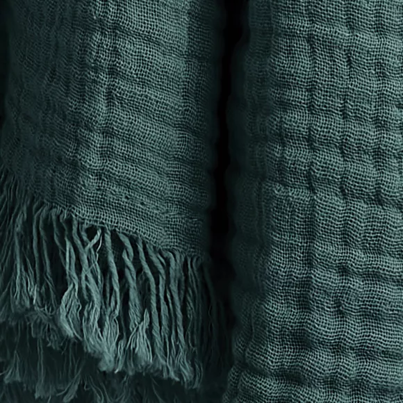 Plaid gaze de coton (180 x 220 cm) Gaïa Vert sapin