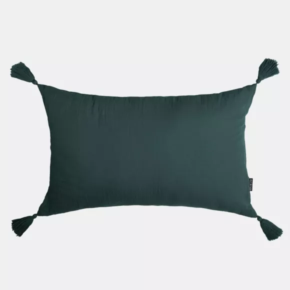 Coussin rectangulaire gaze de coton (40 x 60 cm) Gaïa Vert Sapin
