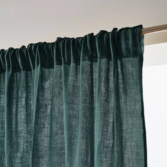 Rideau gaze de coton galon fronceur (140 x 240 cm) Gaïa Vert sapin