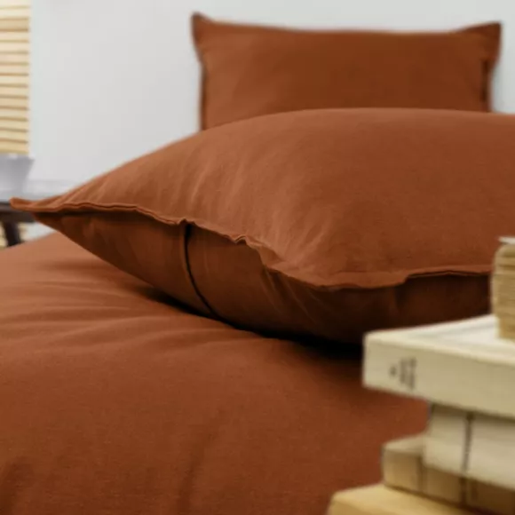 marque eminza - Taie d'oreiller 50 x 80 cm Flanelle unie NINA Unie Terracotta