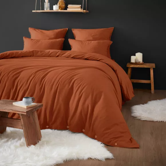 marque eminza - Taie de traversin ¯ diamètre environ 27 x longueur 185 cm Flanelle unie NINA Unie Terracotta