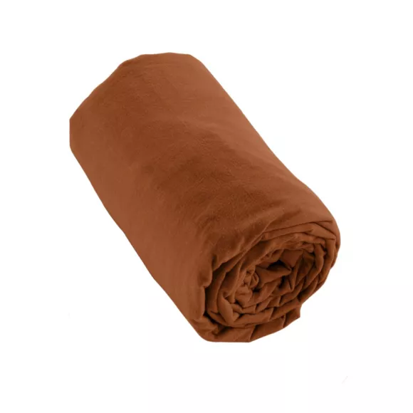 Drap housse flanelle de coton (90 x 200 cm) Nina Terracotta