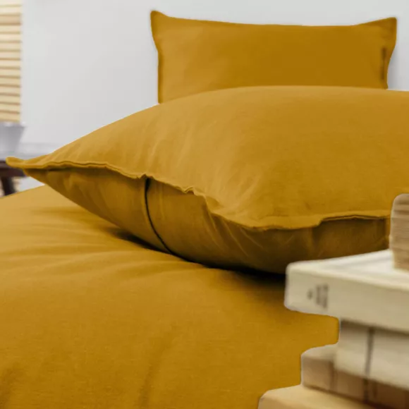 marque eminza - Taie d'oreiller 50 x 70 cm Flanelle unie NINA Unie Ocre