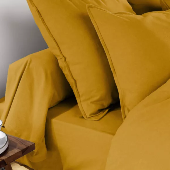 marque eminza - Taie d'oreiller 80 x 80 cm Flanelle unie NINA Unie Ocre