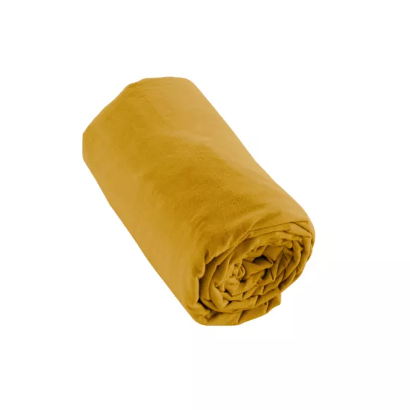 Drap housse flanelle de coton (180 x 200 cm) Nina Jaune ocre