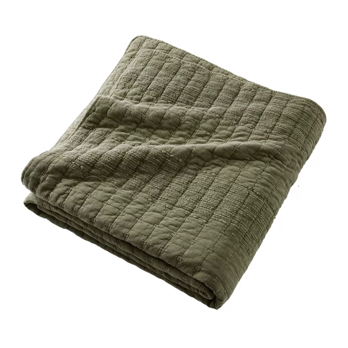 Colcha de algodón acolchada (220 x 240 cm) Lena Verde romero