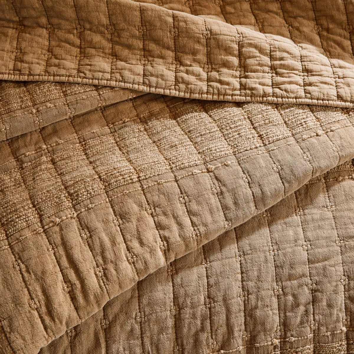 Colcha de algodón acolchada (240 x 260 cm) Lena Camel