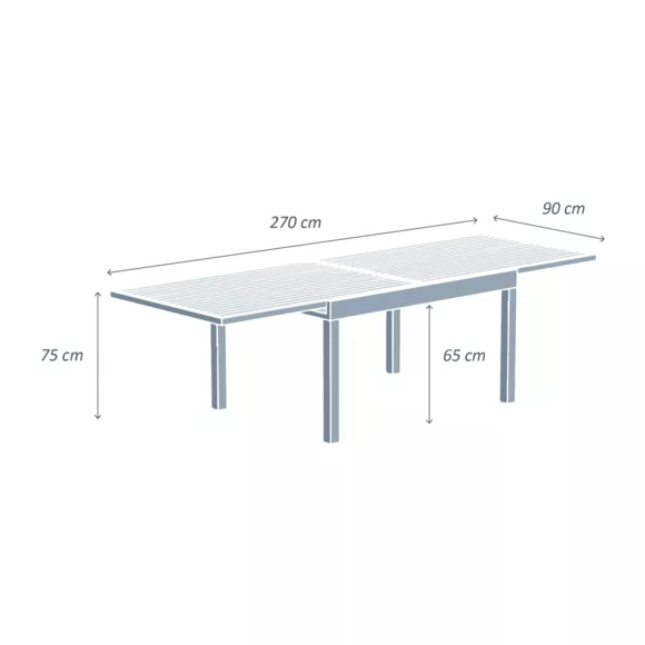 Tuintafel uitschuifbaar 10 personen Aluminium hout effect Murano (270 x 90 cm) - Antraciet 7