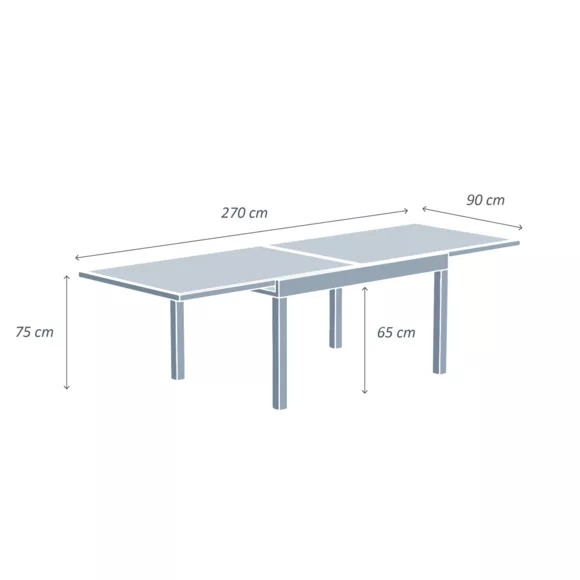 Gartentisch ausziehbar Murano Glas (Bis zu 10 Pers.) - Anthrazitgrau 8