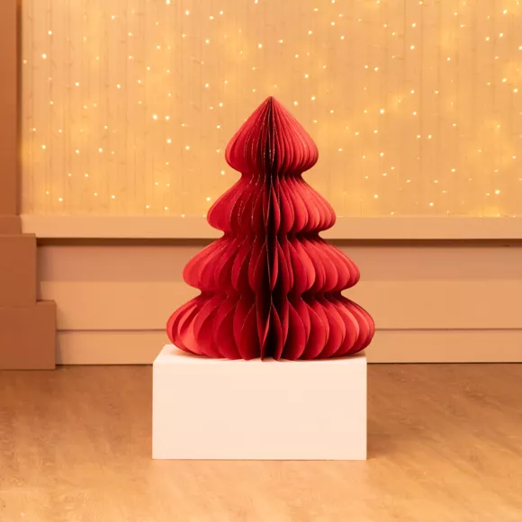 Albero di Natale in carta da tavolo (H90 cm) Chiusura Magnetica Rosso