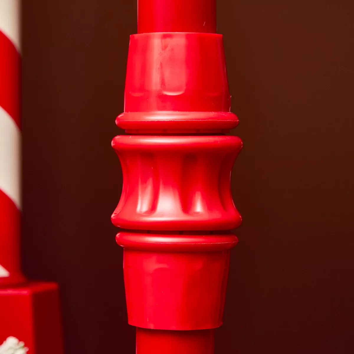 Verlichte en geanimeerde kerstlantaarnpaal 10 LED (H185 cm) Vallende sneeuw Rood