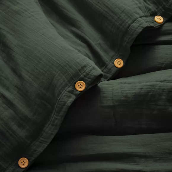 Bettbezug aus Baumwollgaze (140 x 200 cm) Gaïa Tannengrün