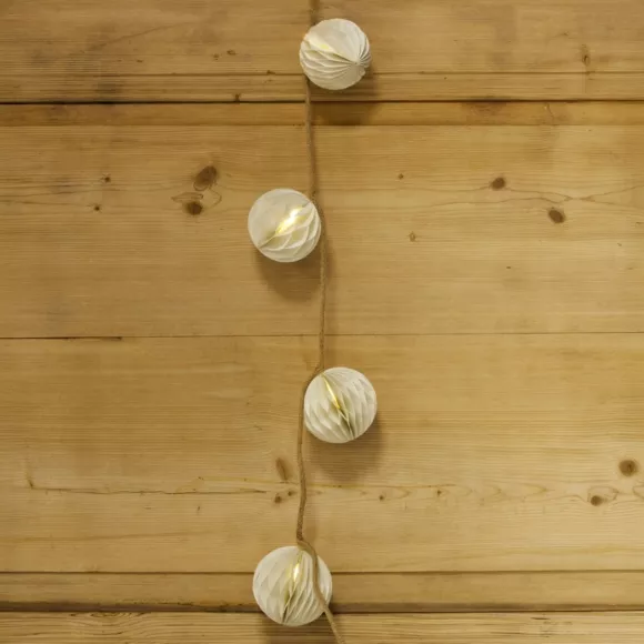 Guirlande lumineuse déco à piles LED (160 cm) Boules fermeture magnétique Blanc chaud