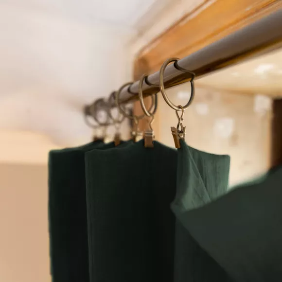 Verstellbarer Baumwollgaze-Vorhang (180 x 300 cm) Gaïa Tannengrün