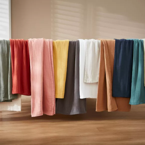 Nappe ronde gaze de coton (180 cm) Gaïa Vert sapin