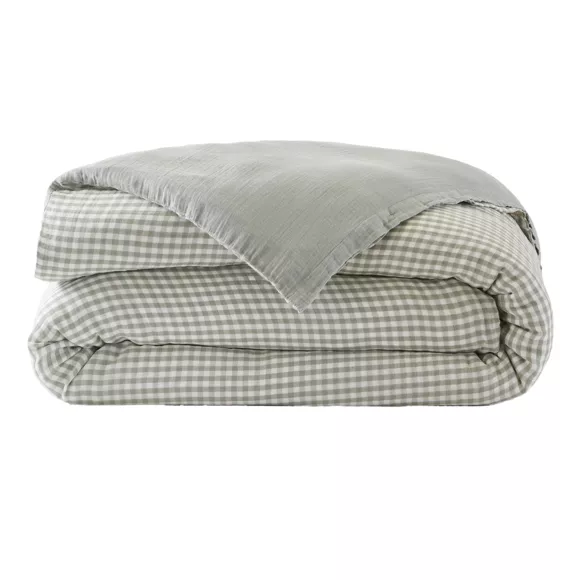 Housse de couette gaze de coton (240 x 220 cm) Vickie Vert eucalyptus