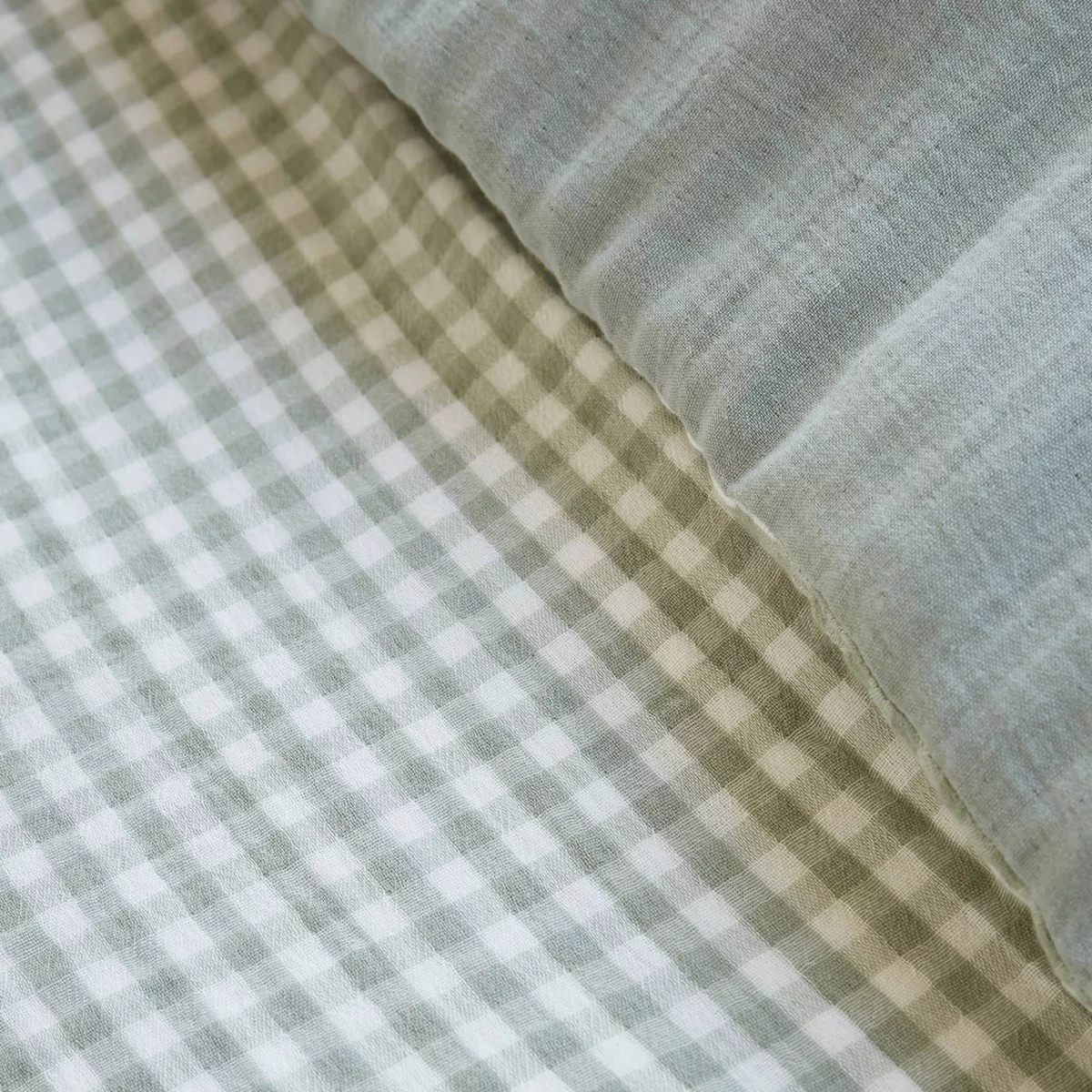 Housse de couette gaze de coton (260 x 240 cm) Vickie Vert eucalyptus