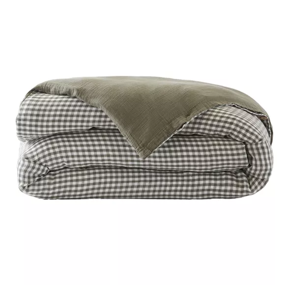 Housse de couette gaze de coton (260 x 240 cm) Vickie Vert romarin