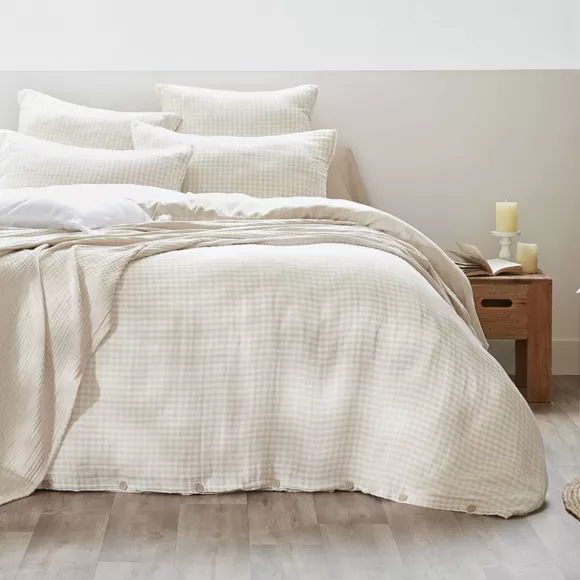 Funda de almohada cuadrada en gasa de algodón (60 x 60 cm) Vickie Beige