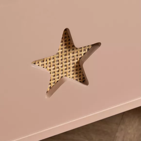 Coffre à jouet ouvert enfant bois (H44 cm) Stars Rose