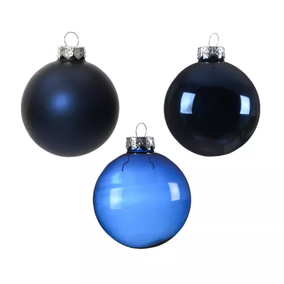 Lote de 21 bolas de Navidad de vidrio surtidas Cristal  Azul noche