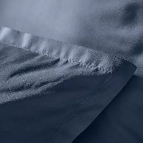 Funda de almohada rectangular de percal de algodón (70 cm) Cali Azul marino