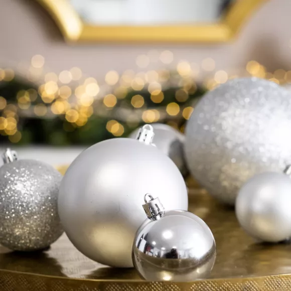 Lot de 30 boules de Noël assorties New Alpine Argent 2