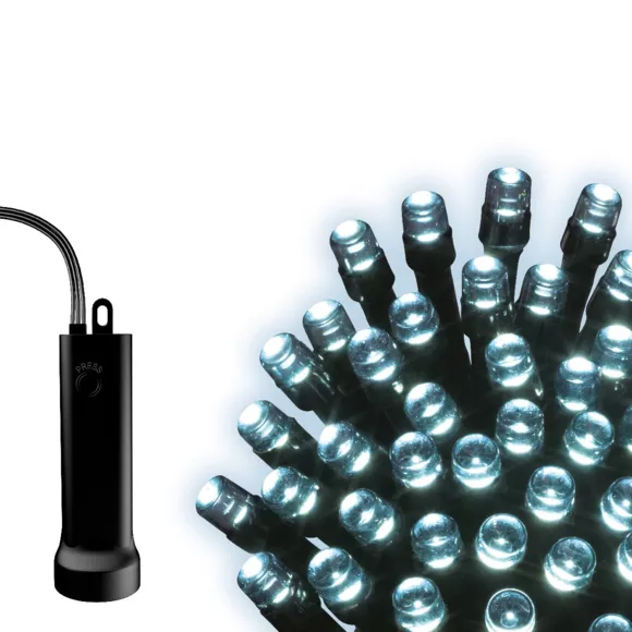 Cascade lumineuse à piles 2 m 512 LED câble noir Durawise Blanc froid