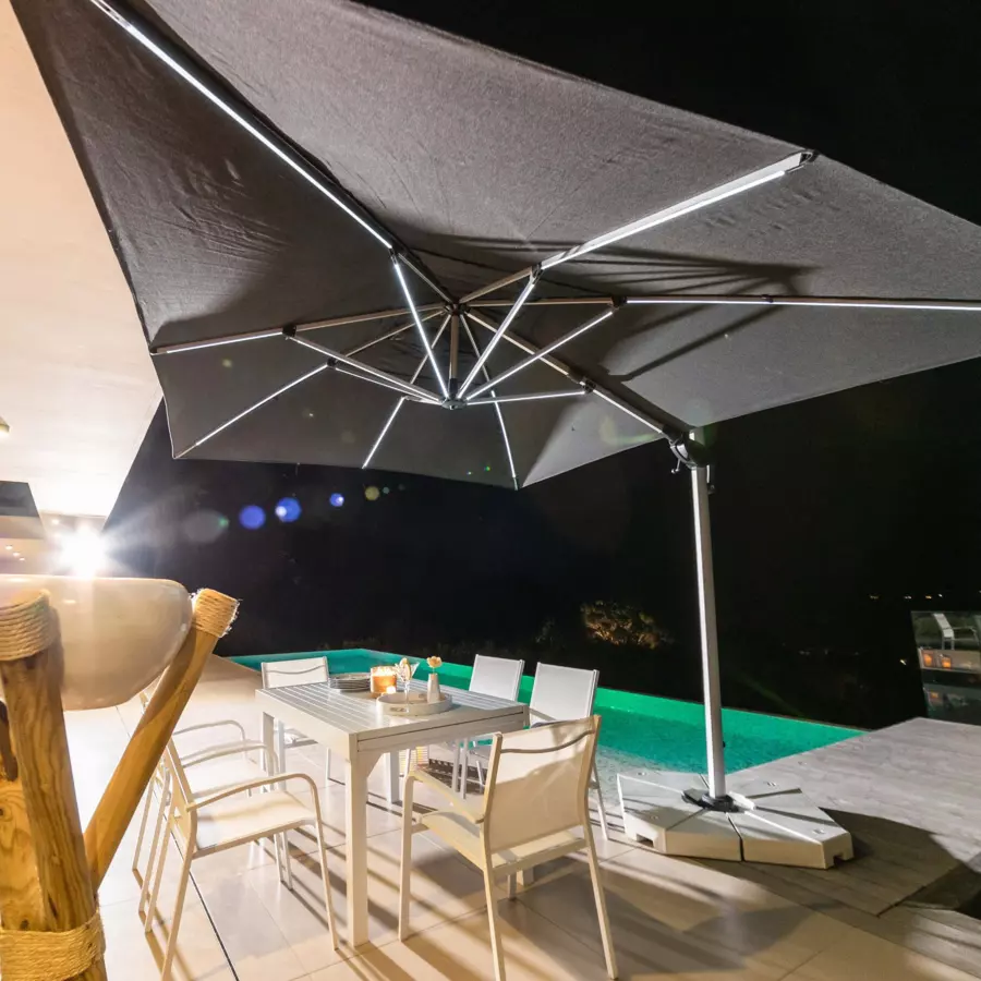 Parasol déporté à LED Yucatan (L 4 x 3 m)- Anthracite 4