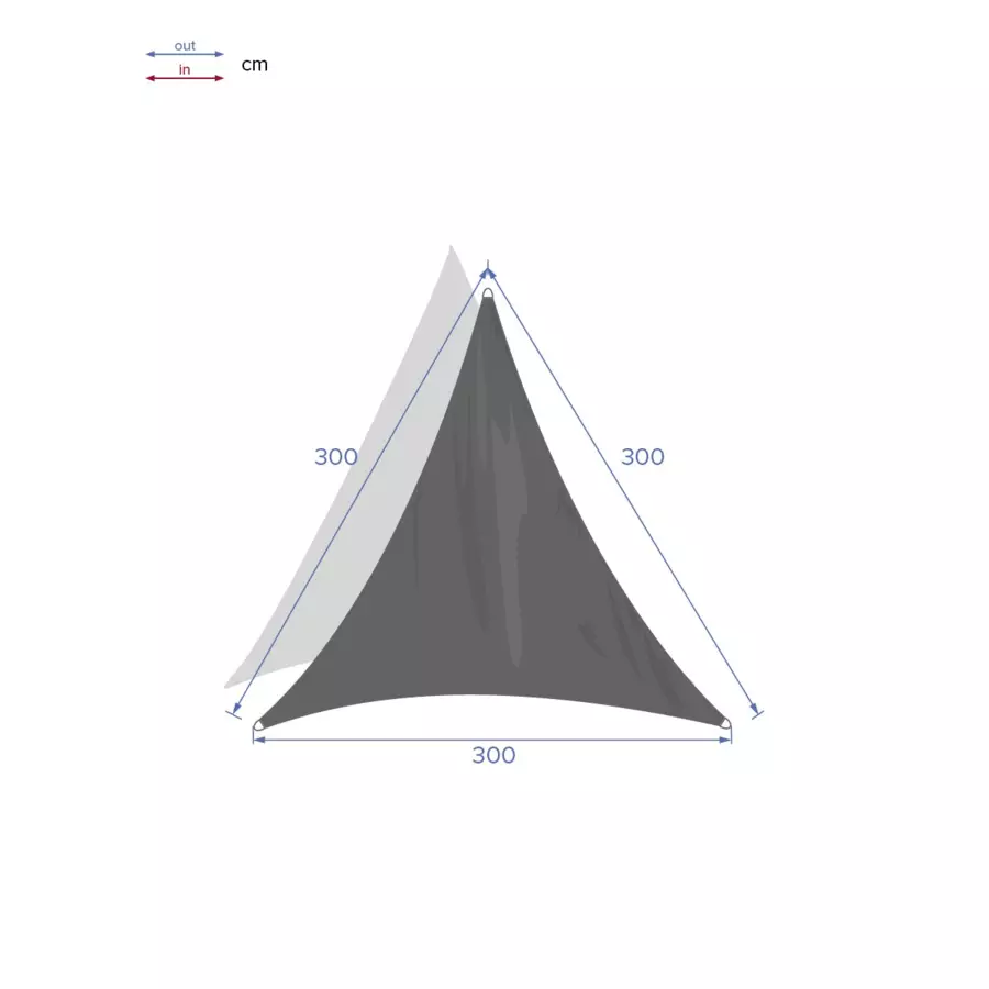 Voile d'ombrage Triangulaire (L 3m) Curacao - Bleu Orage 127