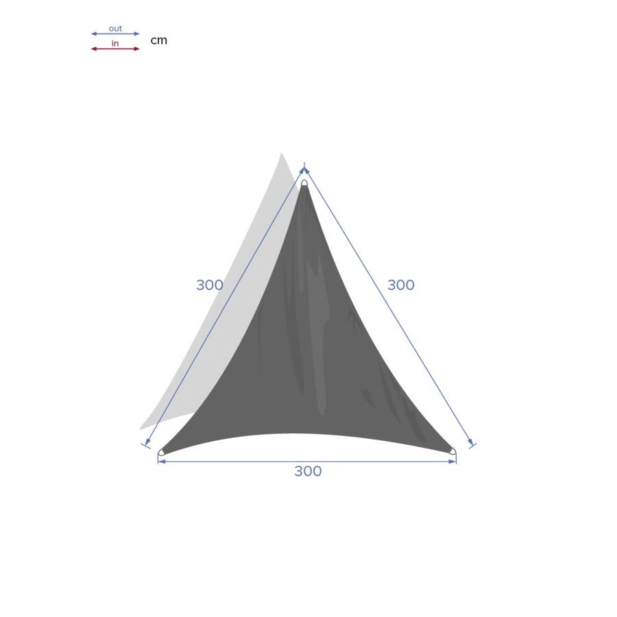 Dreieckiges Sonnensegel Curacao (L300 cm) - Grau 5