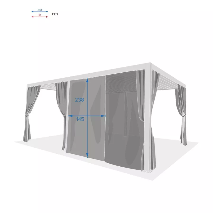 Lot de 6 rideaux et rails pour pergola Evora (6 x 3,6 m) - Gris clair 4