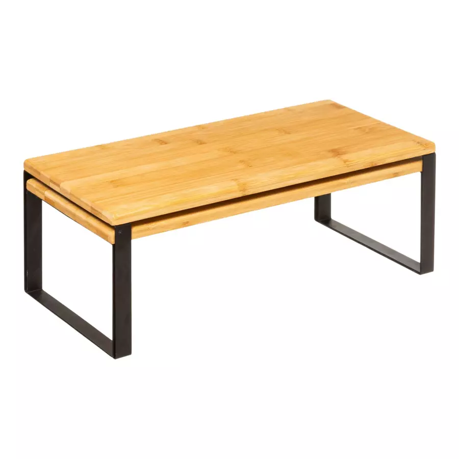 Set van 2 keukenrekken uitschuifbaar en stapelbaar Blackbambou Zwart 4