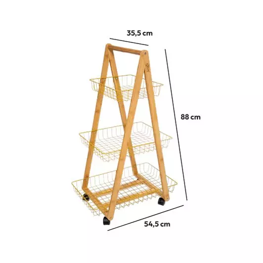 Carrito de cocina 3 niveles Modern Amarillo mostaza 4
