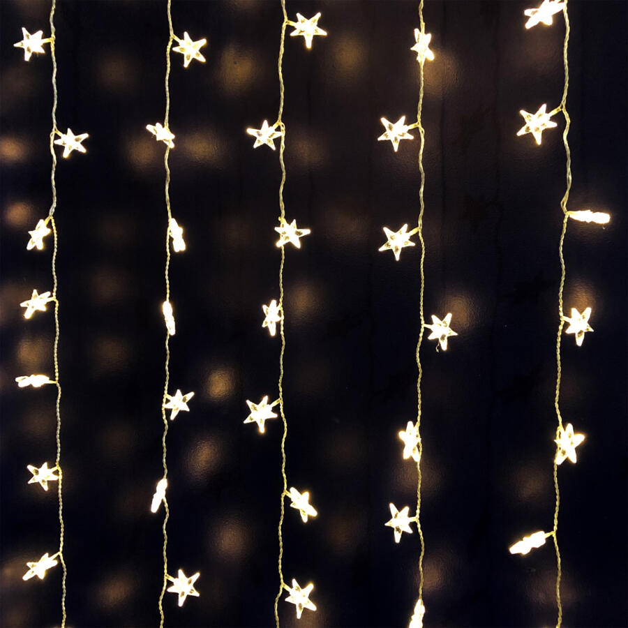 Cortina de luces Estrella fugaz H1 m Blanco cálido 64 LED 4