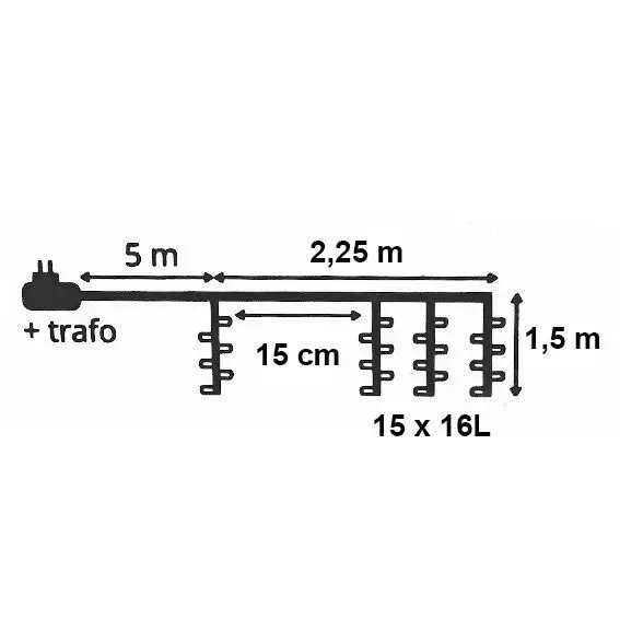 Rideau lumineux H1,50 m Super chaser Blanc froid 240 LED 5