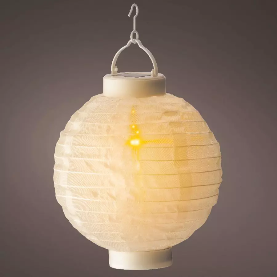 Lanterne chinoise solaire LED Nylon effet flamme - Blanc chaud 5