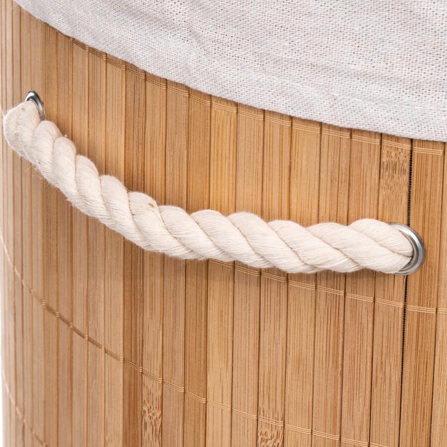 Cesta redonda de bambú para la ropa sucia Natural 4