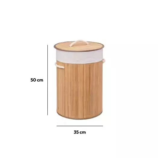 Panier à linge rond Bambou Naturel 5