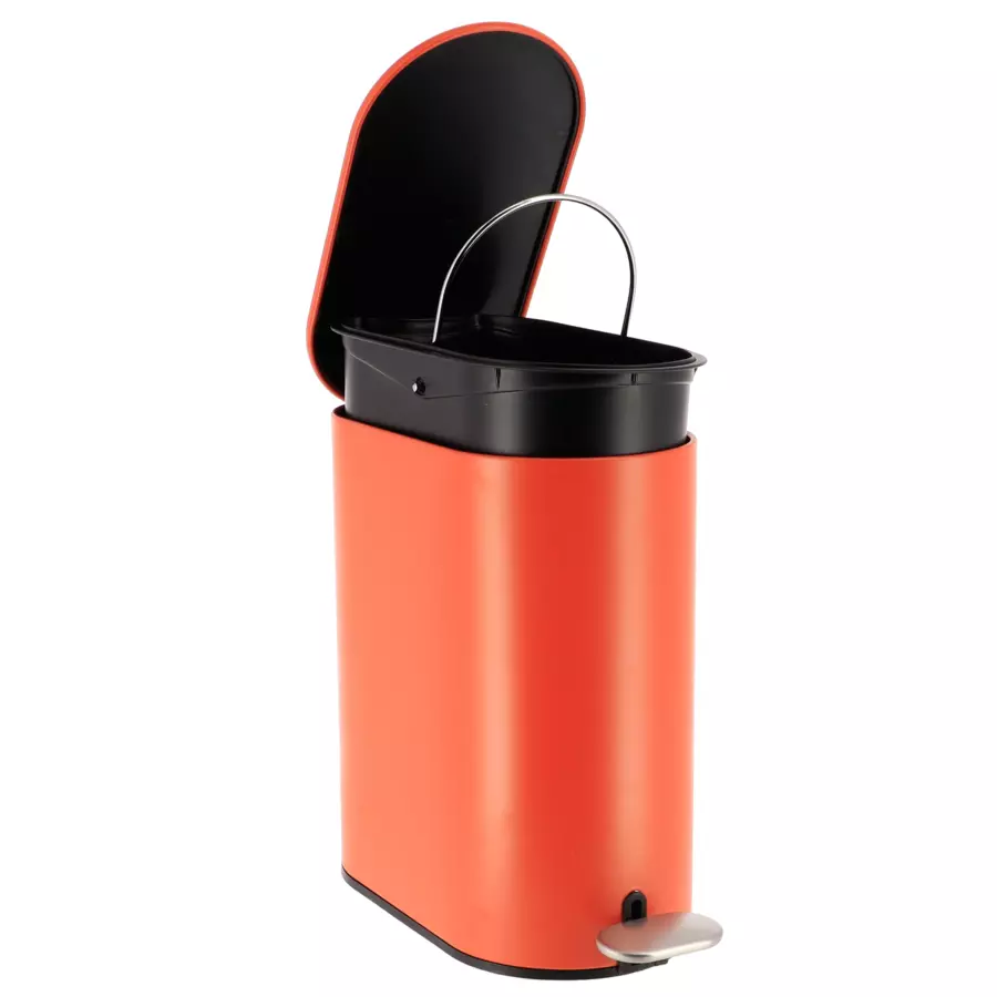 Treteimer mit Absenkautomatik Black Line Korallenrot 4