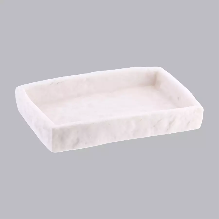 Set di accessori per il bagno effetto pietra Bianco 4
