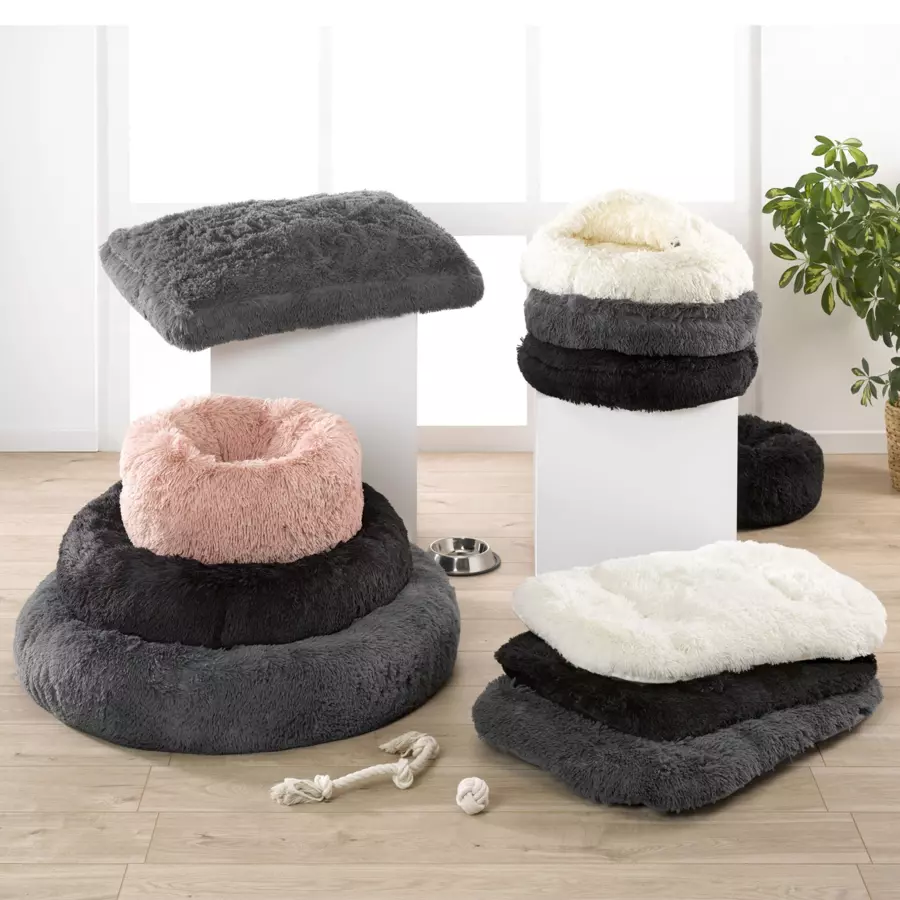 Coussin rond apaisant pour chat et chien Fluffy D55 cm Noir 4