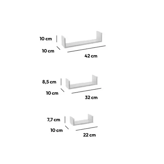 Set di 3 mensole Bord Bianco 5
