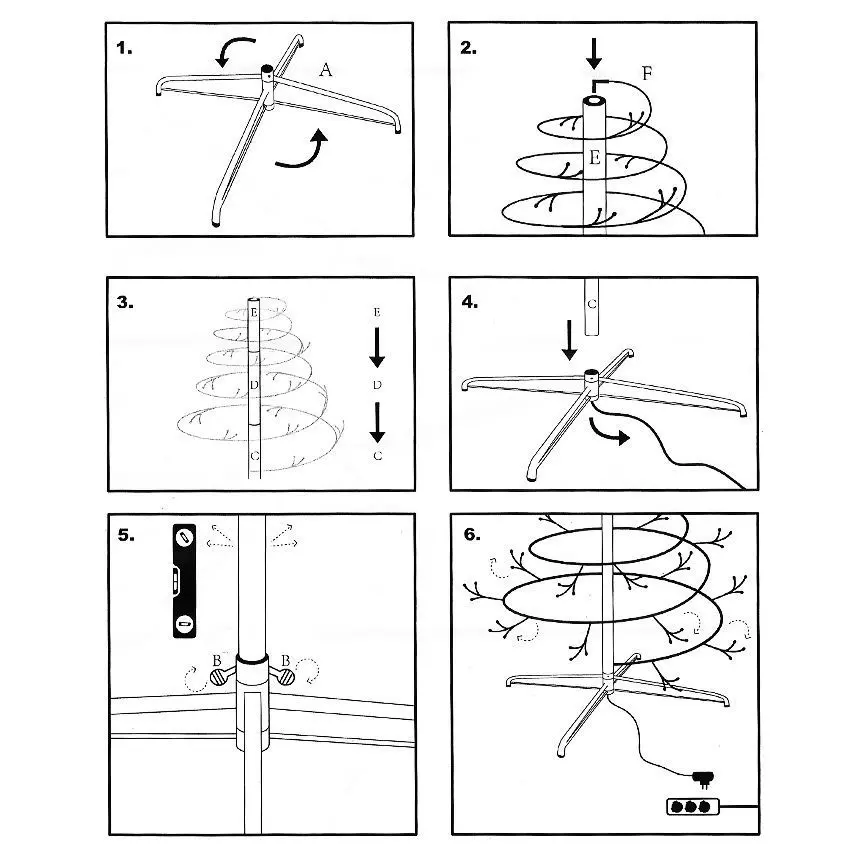 Verlichte spiraal kerstboom Spiralis Zwart H150 cm warmwit 5